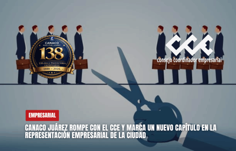 CANACO Juárez rompe con el CCE y marca un nuevo capítulo en la representación empresarial de la ciudad